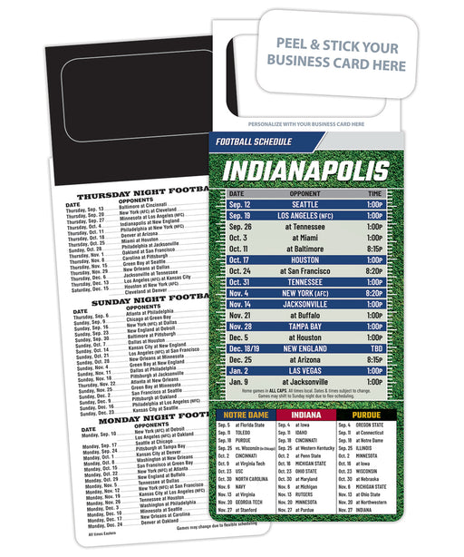 2023 Pro Football Sports Schedule Magnets (INDIANAPOLIS) - 100 Count - Your Business Card Sticks on Top