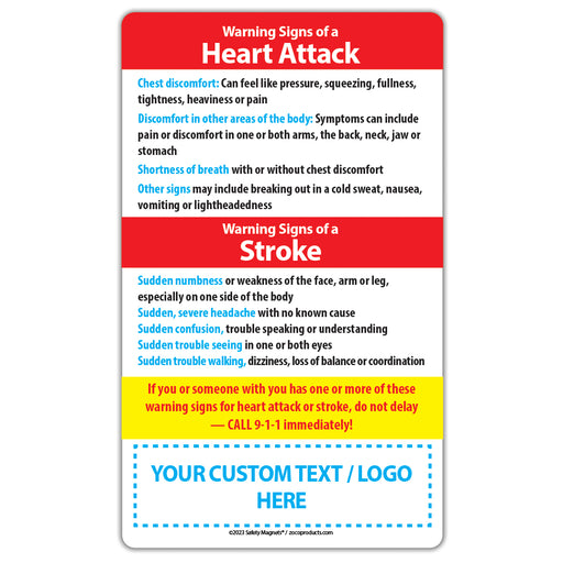 Heart Attack & Stroke Signs Magnet - 3x5 - (Min Qty 100) - FREE Customization