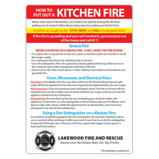 How to Put Out a Kitchen Fire Magnet - 5x7 (Min Qty 100)