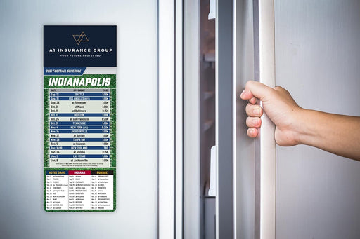 Pro Football Sports Schedule Magnets (INDIANAPOLIS) - 100 Count - Your Business Card Sticks on Top