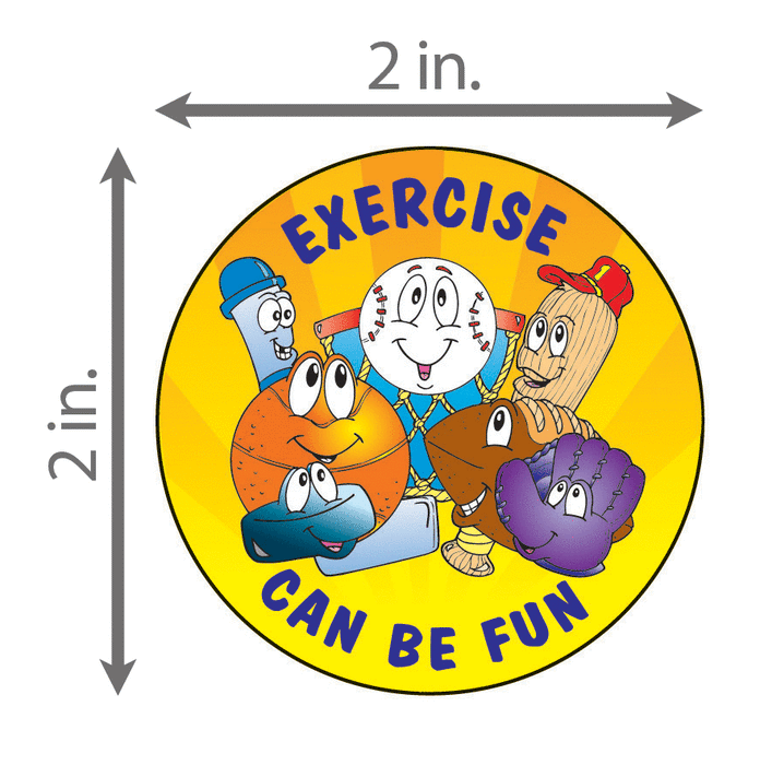 Exercise Can Be Fun Sticker Roll - 400 Stickers - ZoCo Products