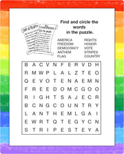 American-themed puzzle page inside kids mini activity pad