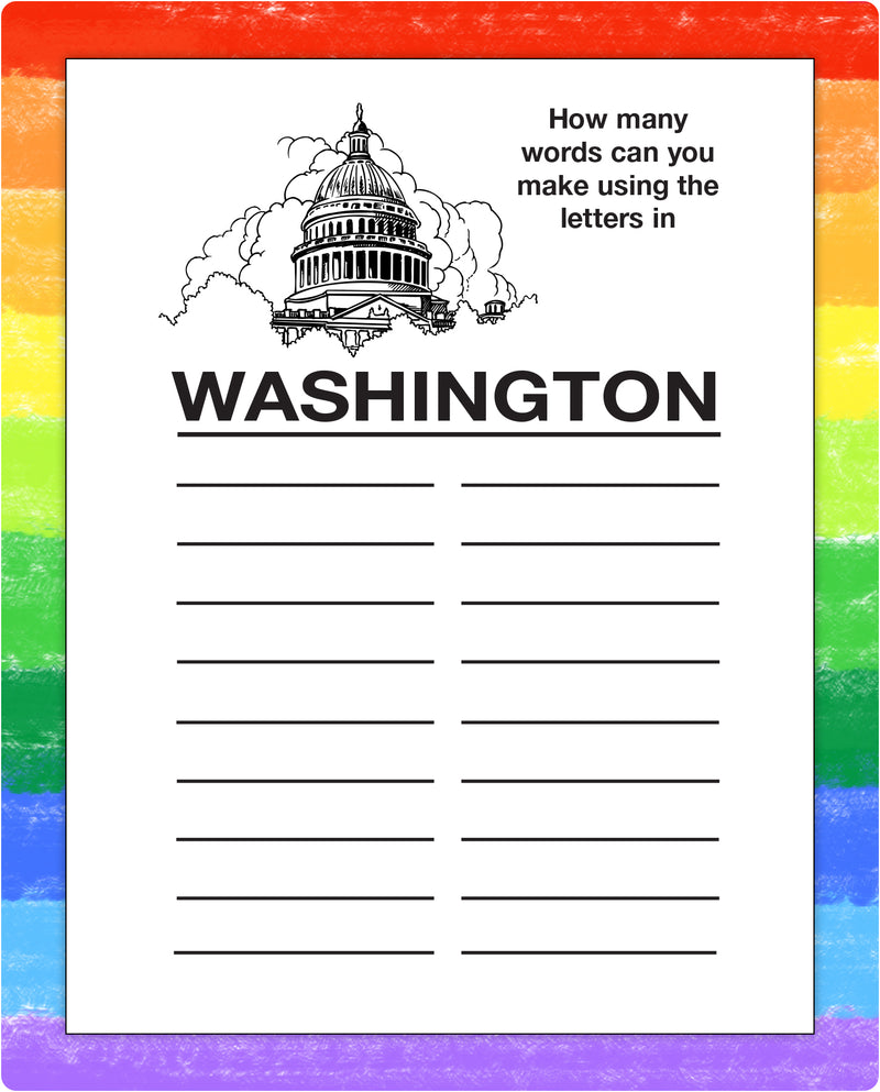 American-themed puzzle page inside kids mini activity pad