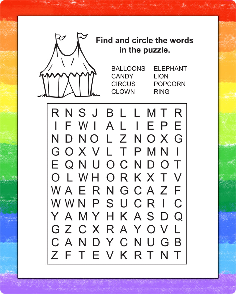 Circus puzzle page inside Circus Fun activity pad