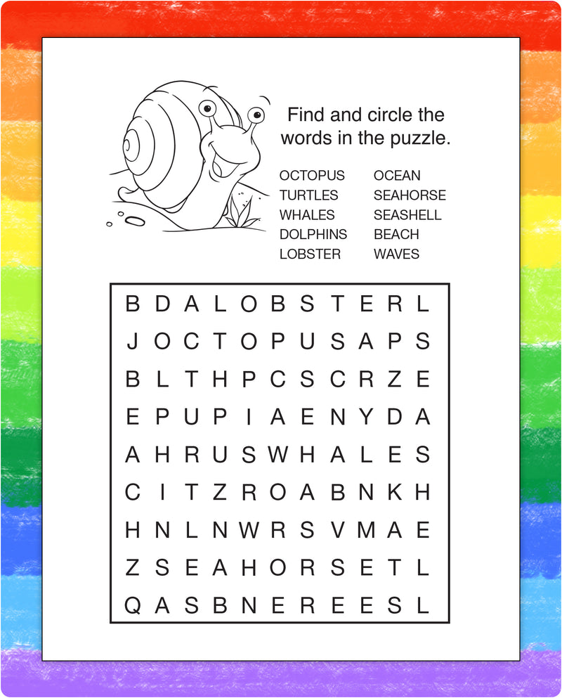 Ocean animal puzzle page inside kids mini activity pad