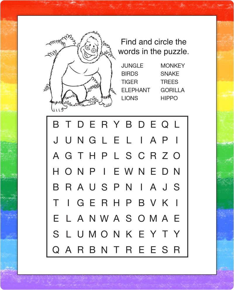 Kids puzzle activity inside Jungle Fun activity pad
