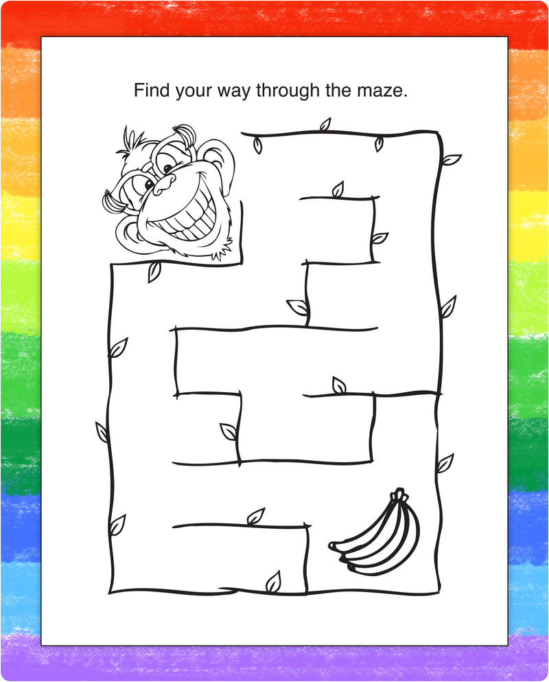 Kids maze activity inside Jungle Fun mini activity pad