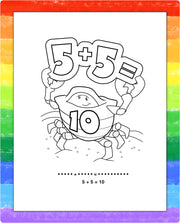 Kids basic addition activity inside mini activity pad