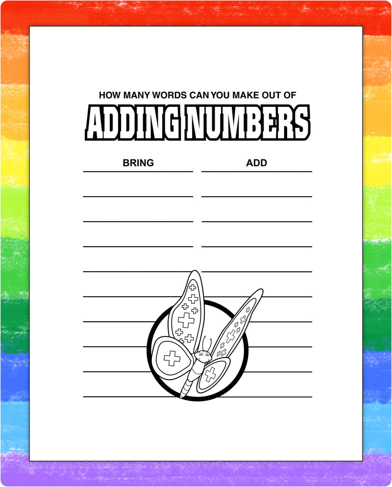 Kids number puzzle page inside Addition Fun mini activity pad