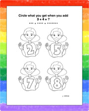 Kids number puzzle page inside Addition Fun mini activity pad
