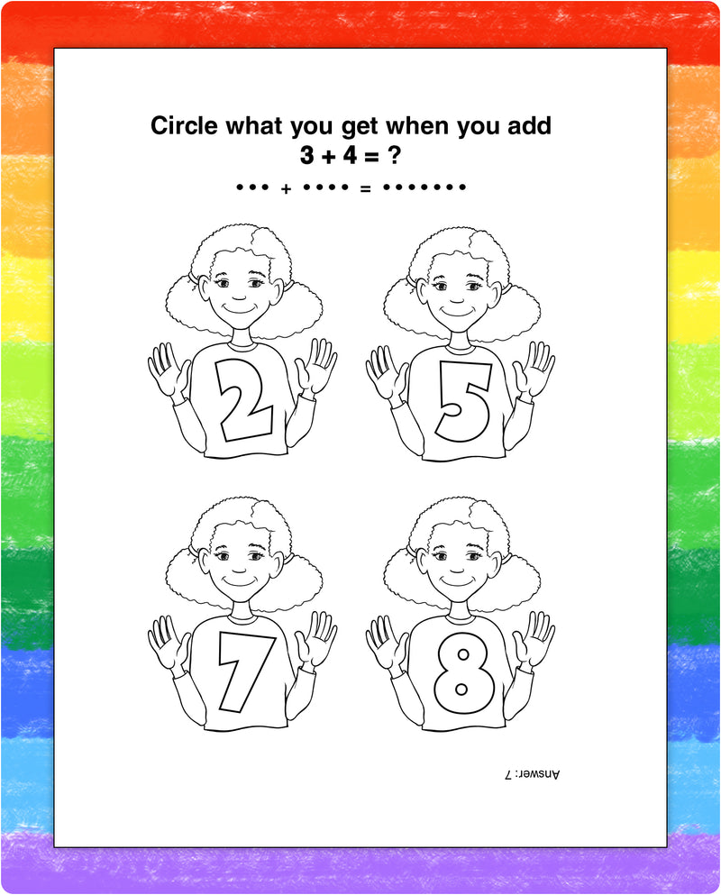 Kids number puzzle page inside Addition Fun mini activity pad