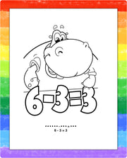 Kids basic subtraction activity inside mini activity pad