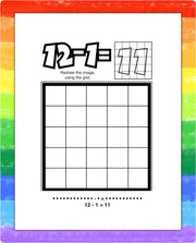 Kids number puzzle page inside Subtraction Fun mini activity pad