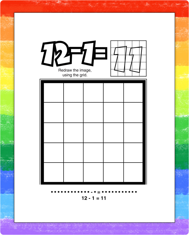 Kids number puzzle page inside Subtraction Fun mini activity pad