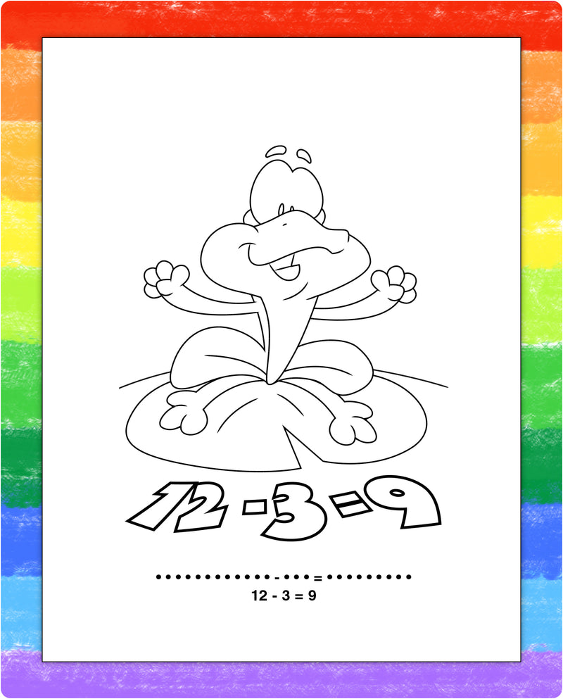 Kids number puzzle page inside Subtraction Fun mini activity pad