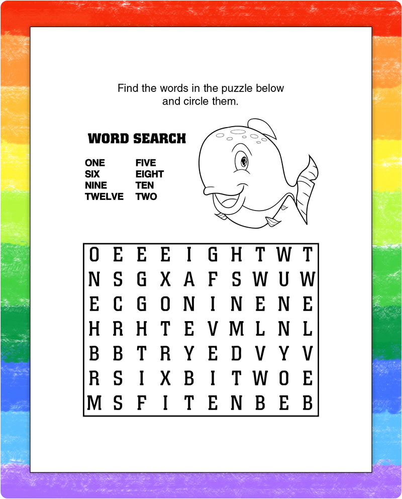 Kids number puzzle page inside Subtraction Fun mini activity pad