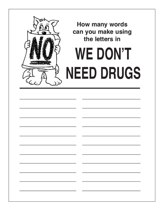 We Don't Need Drugs Kid's Coloring & Activity Books