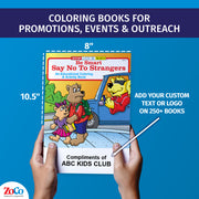Custom imprint example for Be Smart Say No to Strangers coloring books