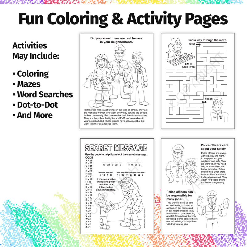 Sheriff coloring book for kids with safety games and educational activities