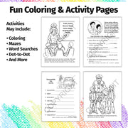 Inside pages of Police Officers Care kids coloring and activity book
