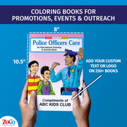 Custom imprint example for Police Officers Care coloring books