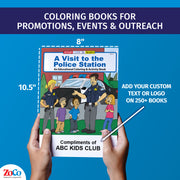 Custom imprint example for A Visit to the Police Station coloring books