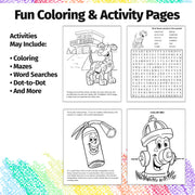 Fire station coloring book for kids with fire safety games and activities