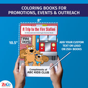 Custom imprint example for A Trip to the Fire Station coloring books