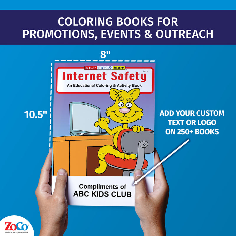 Custom Internet Safety coloring book with logo or text imprint