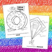 Shape recognition activities and coloring pages for preschool kids