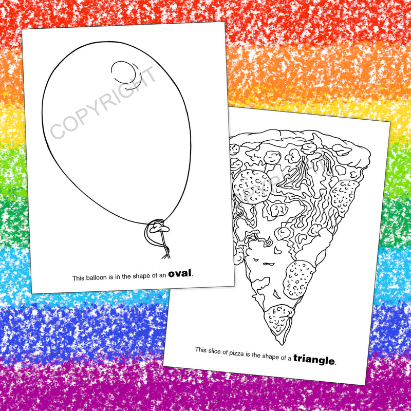 Shape recognition activities and coloring pages for preschool kids