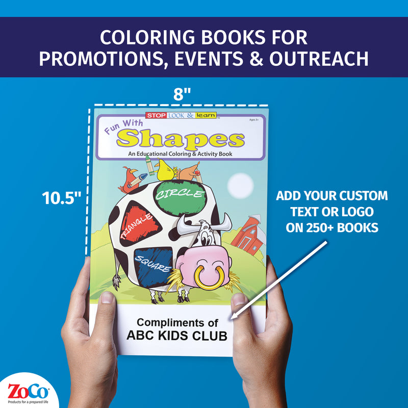 Hands holding Fun With Shapes educational coloring book