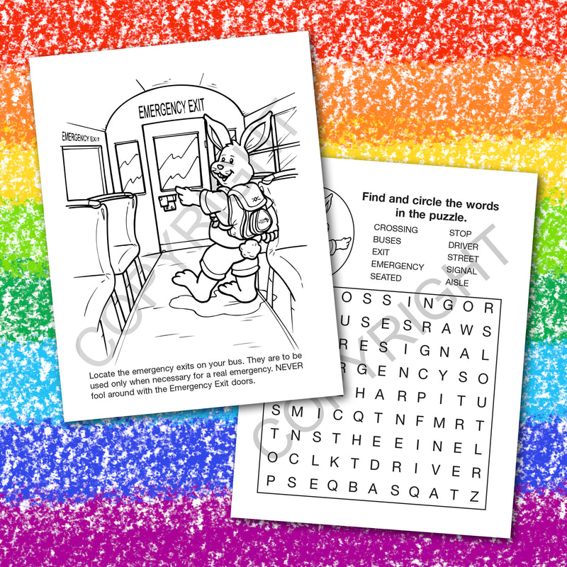 School bus safety activities and coloring pages for children