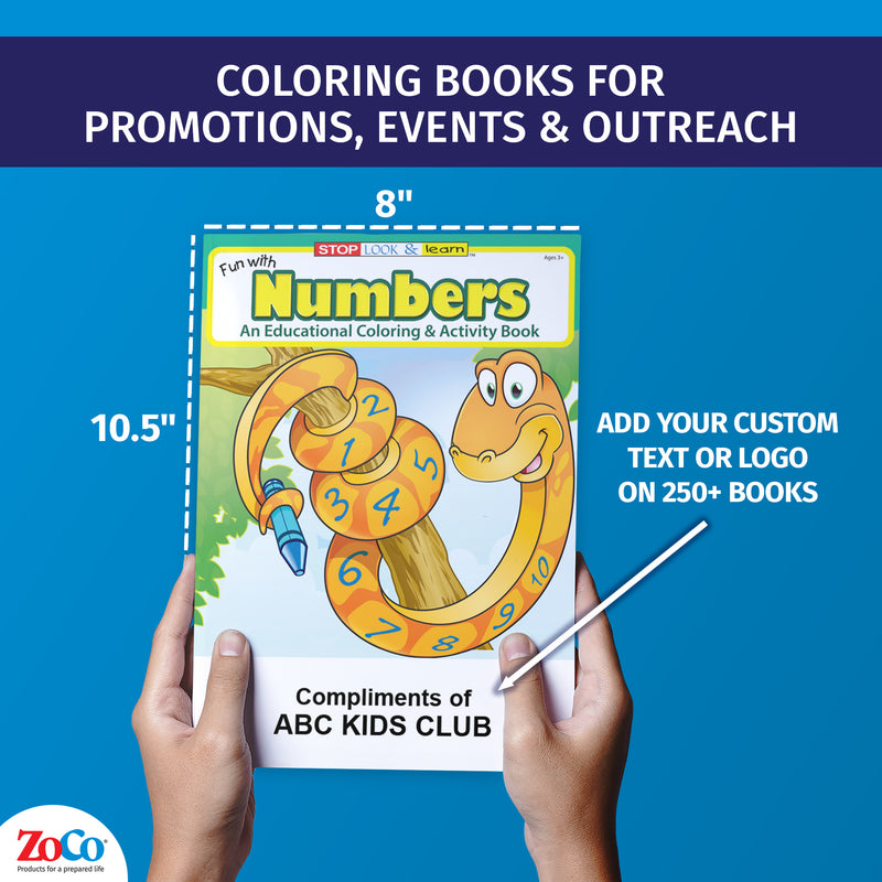 Hands holding Fun With Numbers educational coloring book