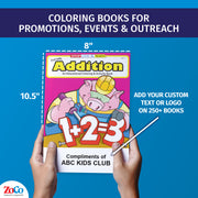 Hands holding Fun With Addition educational coloring book