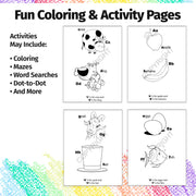 Alphabet learning activities including letter recognition, coloring and early literacy practice