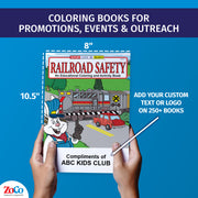 Custom railroad safety coloring books for kids with imprint