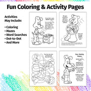 Kids gun safety activity pages teaching children not to touch firearms