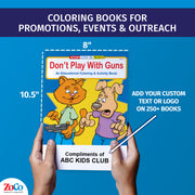 Custom gun safety coloring book for kids with logo or text imprint