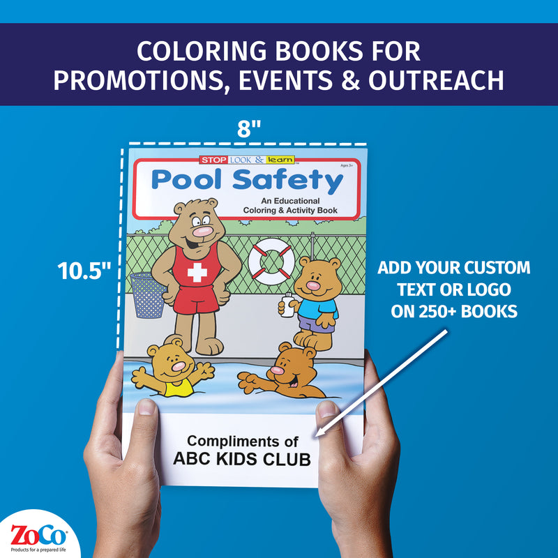 Custom pool safety coloring book for community programs