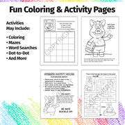 Kids summer safety coloring activity about water safety