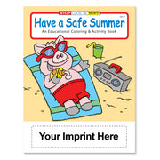 Summer safety coloring books for kids with custom imprint option