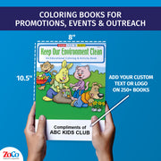 Custom imprint example for I Love My World coloring books