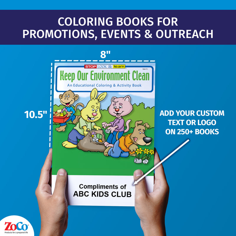 Custom imprint example for I Love My World coloring books