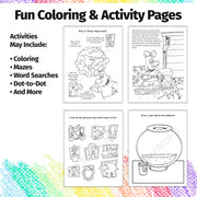 Inside pages of Learn About Water Conservation kids coloring and activity book