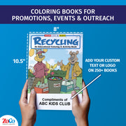 Recycling coloring book for kids with conservation games and activities