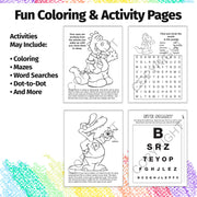 Eye care coloring and activity book inside educational pages for children