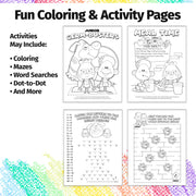 Germ prevention coloring book inside pages about handwashing and healthy hygiene habits