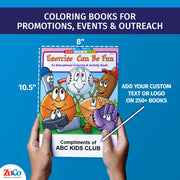 Custom exercise and fitness coloring books with organization imprint