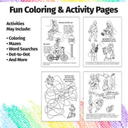 Children’s coloring page teaching healthy habits and everyday safety